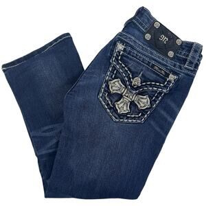 Womens Miss Me Cuffed Capri Size 28 Embellished Pockets Signature Jean JY5046P17